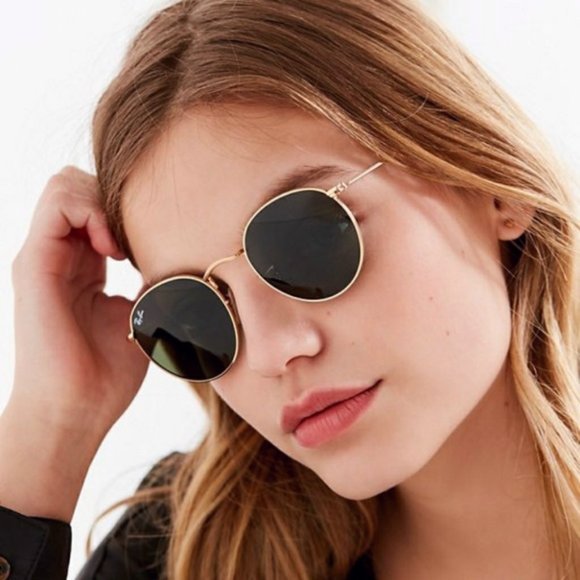 Rayban Sunglasses round metal gold/black size 50mm